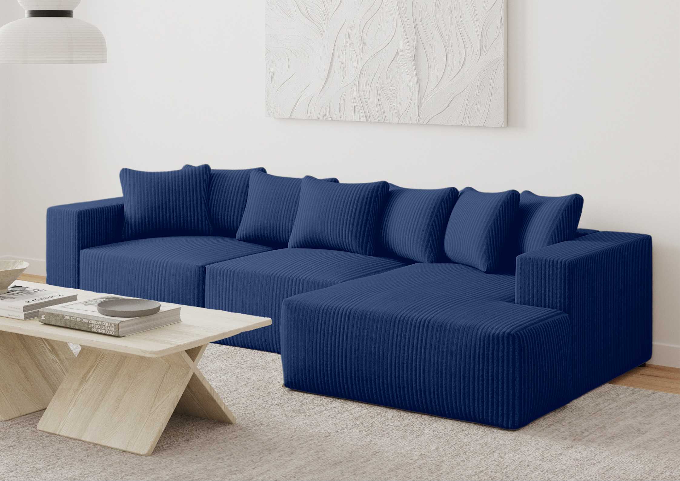 Narożnik loft rozkładany z funkcją spania kolor granatowy